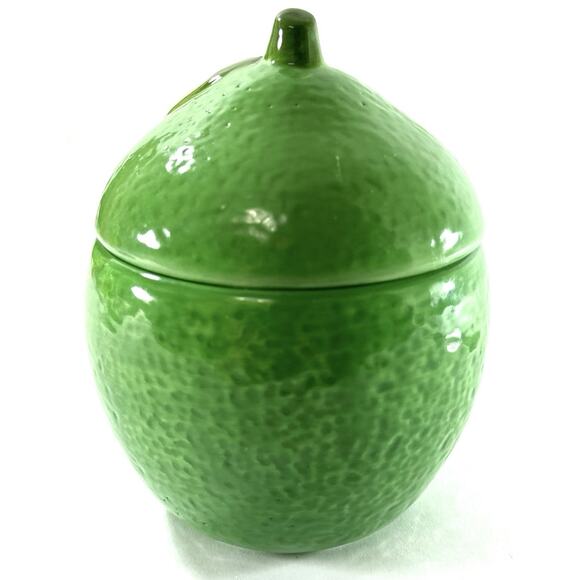 Martha Stewart Collection Green Lime Shaped Ceramic Lidded Bowl 5” - Picture 5 of 6